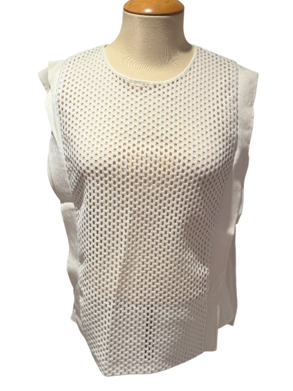 SANDRO PARIS white mesh tank top blouse - size 1 (small)
